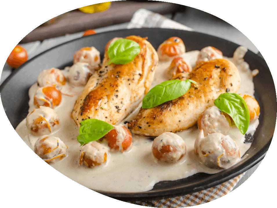 Fotka - grilovaná kuřecí prsa s krémovou omáčkou